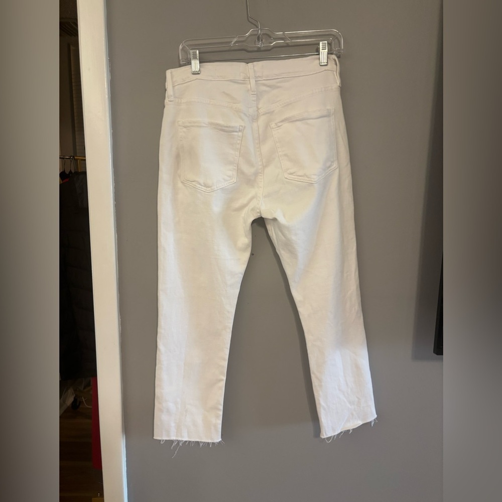 Frame Le Beau Cropped Distressed High Rise Slim Leg Jeans in White Size 26 - Picture 5 of 5